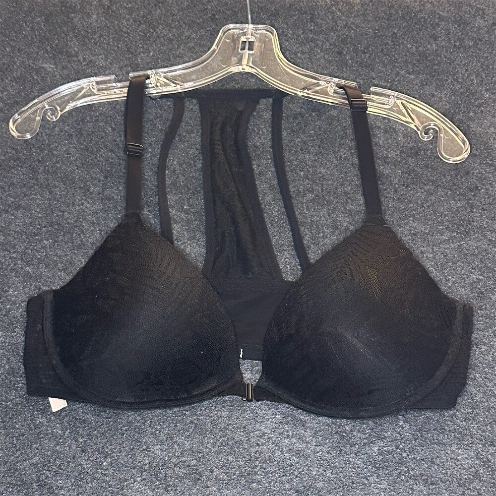 PINK Victoria's Secret Black Lace Racerback Bra
